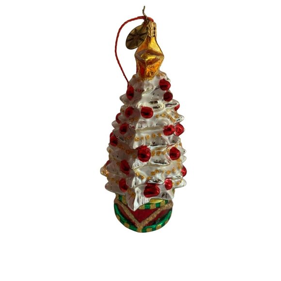 Christopher Radko 6” White Christmas Tree Ornament and Pendant Tree Drum Boxed - Picture 3 of 7